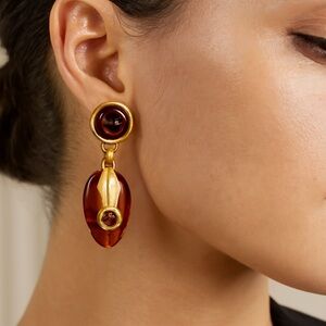 Chic Gold and Red Statement Earrings